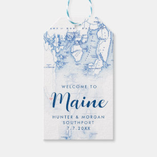 Southport Maine Elegant Modern Navy Wedding Favour Gift Tags