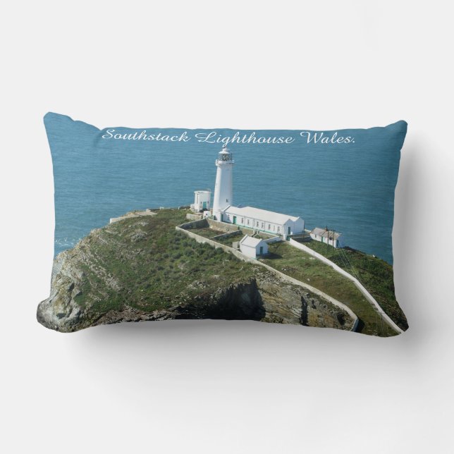 Southstack Lighthouse Wales. Lumbar Cushion (Front)