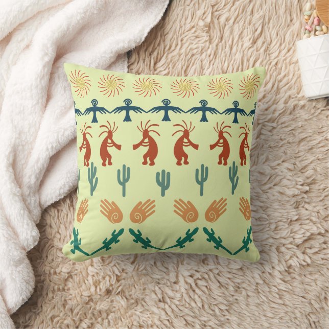 Southwest American Indian Tribal Petroglyphs Art Cushion (Blanket)