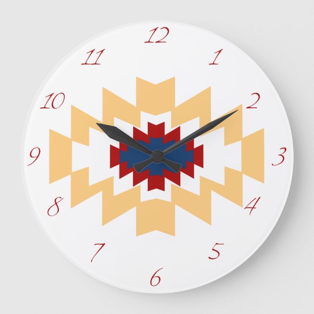 Southwest Aztec Native American Tribal Design Large Clock (Front)
