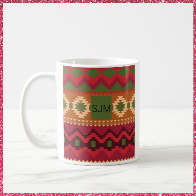 Southwest Aztec Style Pink Green and Brown Coffee Mug (Creator Uploaded)