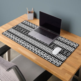Southwest Black and White Geometric Pattern Desk Mat