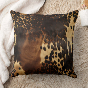 Southwest Black Brown Gold Cowhide Cushion