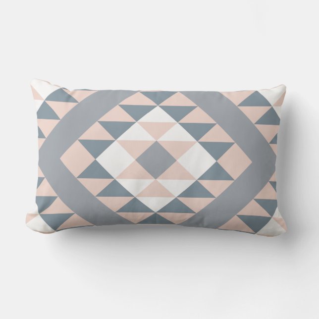 Southwest Blanket Pattern Blush and Grey Lumbar Cushion (Front)