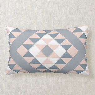 Southwest Blanket Pattern Blush and Grey Lumbar Cushion