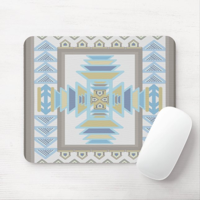 Southwest Blues Indian Blanket Art Design  Mouse Pad (With Mouse)