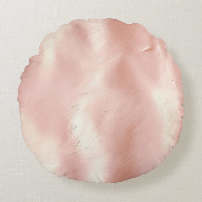 Southwest Blush Pink Cowgirl Cowhide Round Cushion (Front)