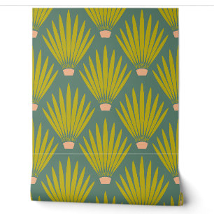 Southwest Boho Desert Cactus Palm Leaves - Sage Wallpaper