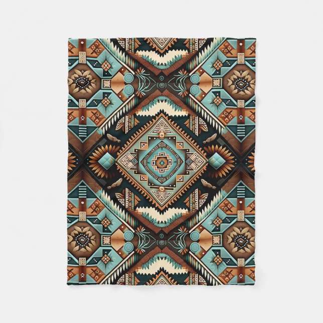 Southwest Boho Pattern Fleece Blanket (Front)