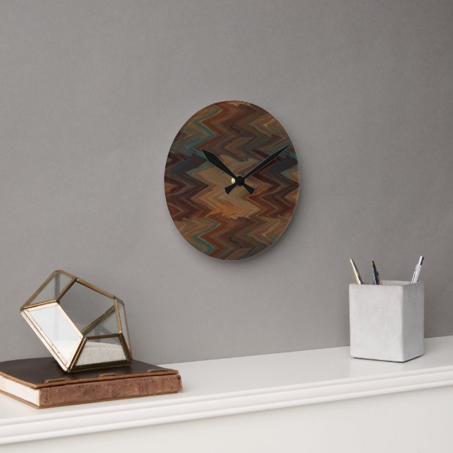 Southwest Brown Chevron Round Clock (Office)