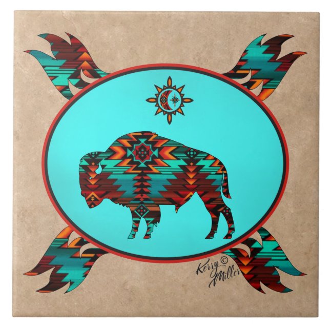 Southwest Buffalo Ceramic Tile (Front)