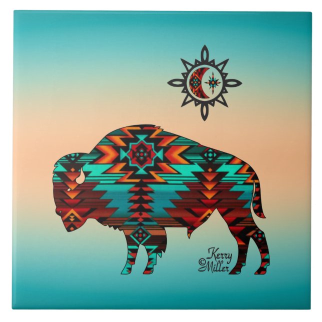 Southwest Buffalo Ceramic Tile (Front)