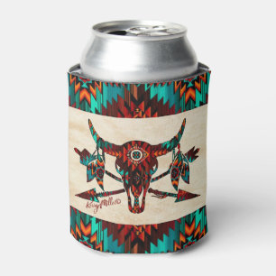 Southwest Buffalo Skull And Arrows Can Cooler