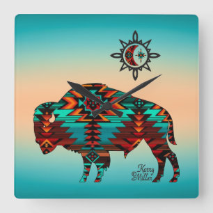 Southwest Buffalo Square Wall Clock