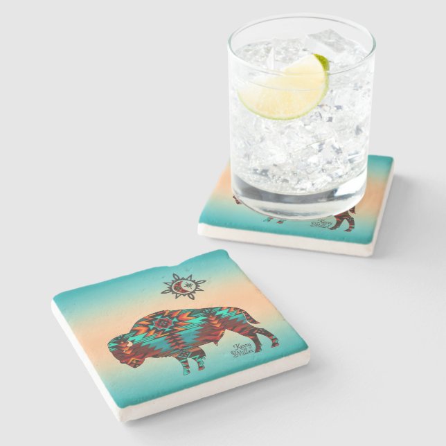 Southwest Buffalo Stone Coaster (Side)