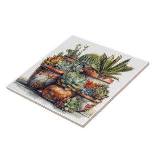 Southwest Cactus and Succulents  Ceramic Tile
