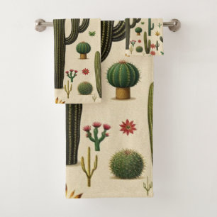 Southwest Cactus Pattern Bath Towel Set