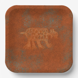 Southwest Canyons Bobcat Petroglyph Design Paper P Paper Plate
