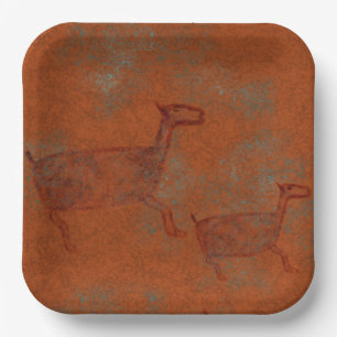 Southwest Canyons Deer Petroglyph Design   Paper P Paper Plate