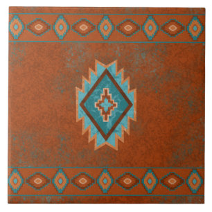 Southwest Canyons Diamond Geometric Border Ceramic Tile