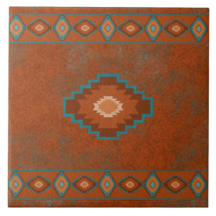 Southwest Canyons Diamond Geometric Border Ceramic Tile