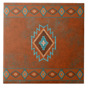 Southwest Canyons Diamond Geometric Border Ceramic Tile