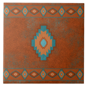 Southwest Canyons Diamond Geometric Border Ceramic Tile