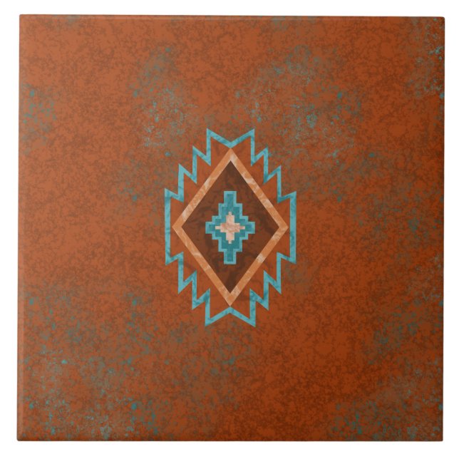 Southwest Canyons Diamond Geometric Pattern Ceramic Tile (Front)