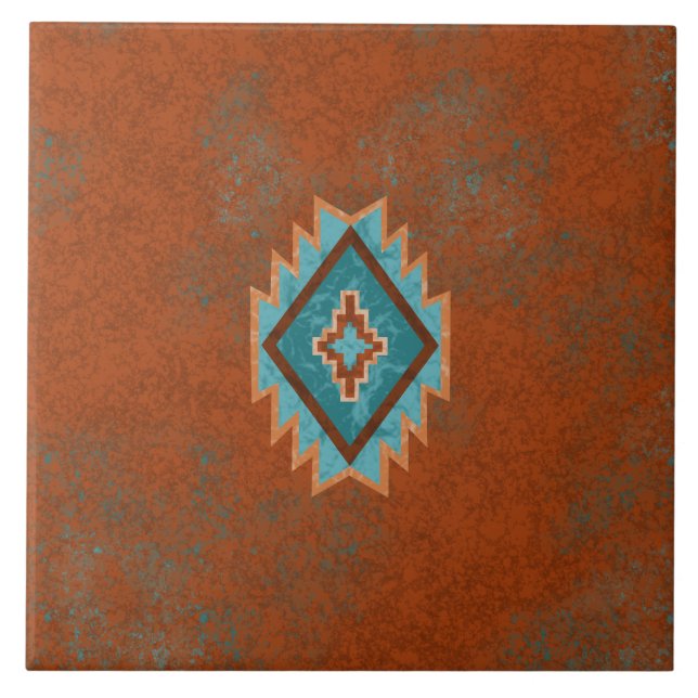 Southwest Canyons Diamond Geometric Pattern Ceramic Tile (Front)