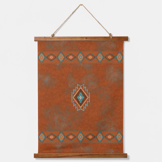Southwest Canyons Geometric Diamonds Design Hanging Tapestry (Front)