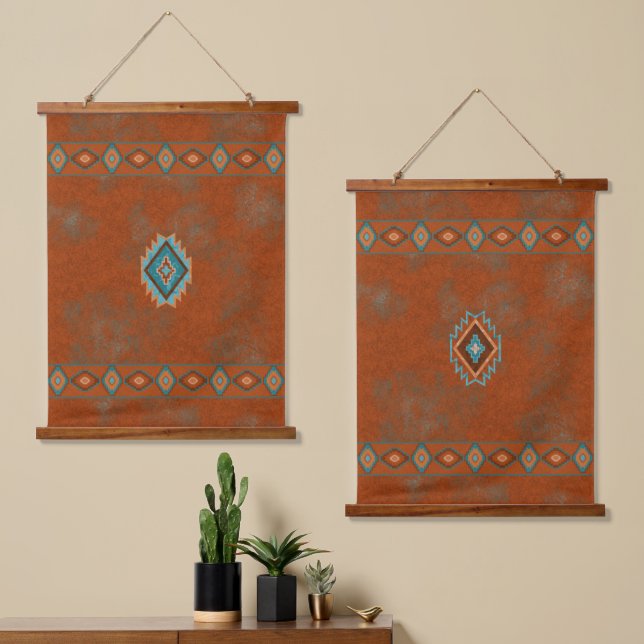 Southwest Canyons Geometric Diamonds Design Set Hanging Tapestry (Asymmetrical)