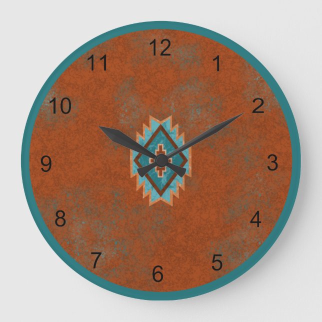 Southwest Canyons Geometric Mesa Design Large Clock (Front)