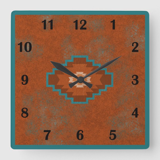 Southwest Canyons Geometric Regular Style Square W Wall Clock (Front)