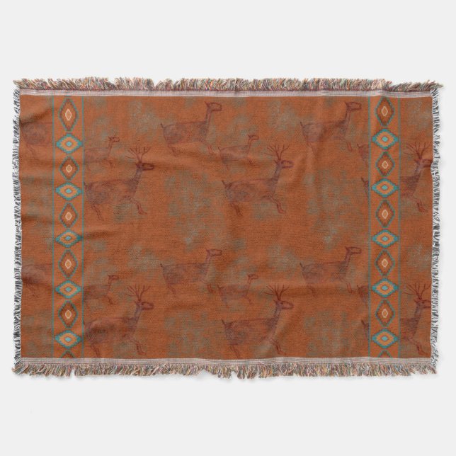 Southwest Canyons Petroglyphs Throw Blanket (Front)