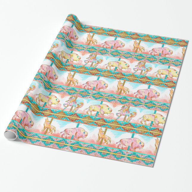 southwest carousel animals desert wrapping paper (Unrolled)