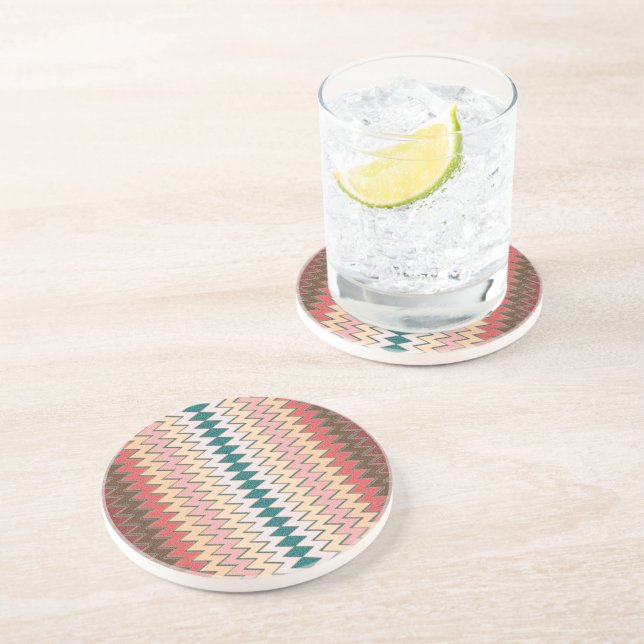 Southwest Chevron Zigzag Sandstone Coaster (Side)