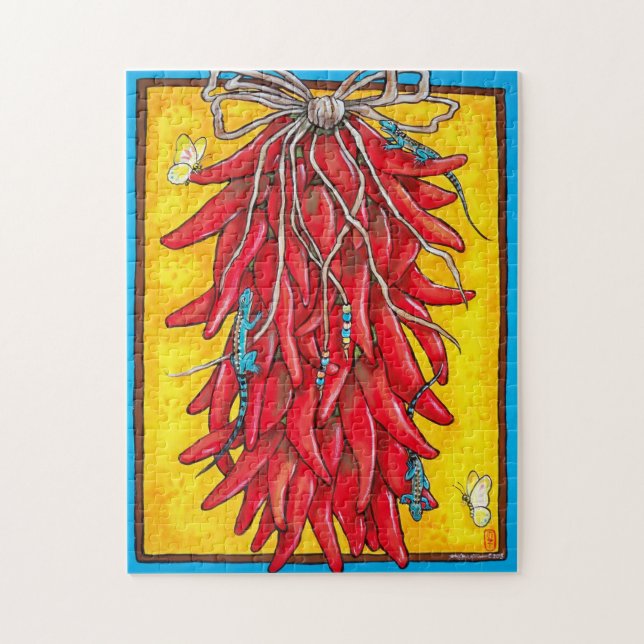 Southwest Chile Chilli Pepper Ristra Lizard Puzzle (Vertical)