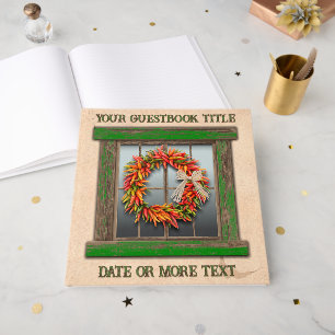 Southwest Chile Pepper Wreath Window Personalised Guest Book