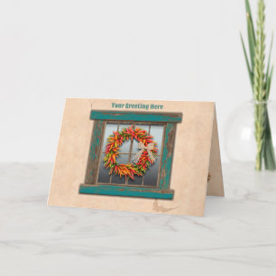 Southwest Chile Peppers Ristra Wreath Personalised Card
