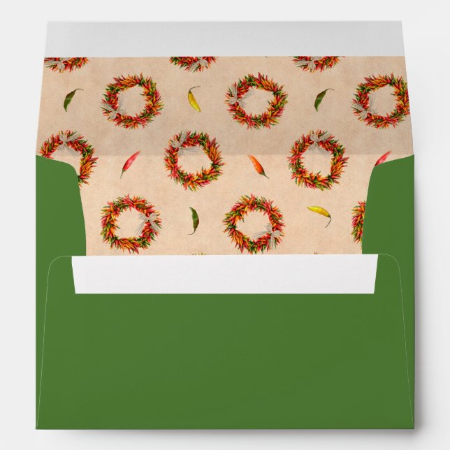Southwest Chile Ristra Wreath Holiday Invitation  Envelope (Back (Bottom))