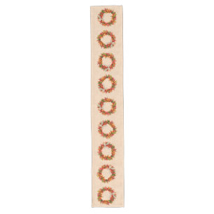 Southwest Chile Ristra Wreath on Adobe Wall Long Table Runner