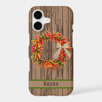 Southwest Chile Ristra Wreath on Wood Personalised