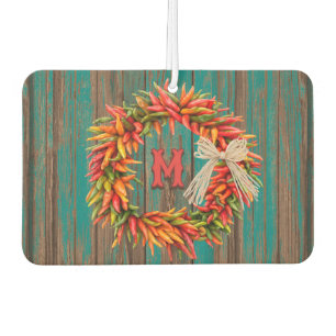 Southwest Chile Ristra Wreath Personalised Initial Car Air Freshener