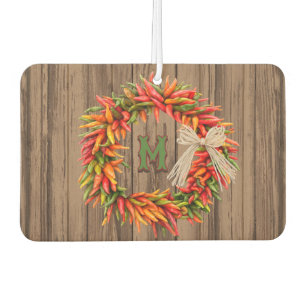 Southwest Chile Ristra Wreath Personalised Initial Car Air Freshener