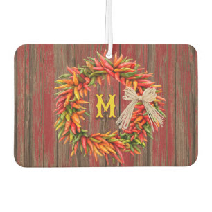 Southwest Chile Ristra Wreath Personalised Initial Car Air Freshener