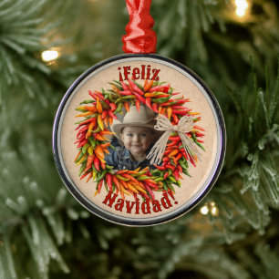 Southwest Chile Ristra Wreath Personalised Metal Ornament