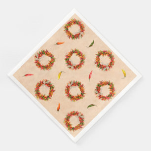 Southwest Chile Ristra Wreaths All Over Pattern Napkin