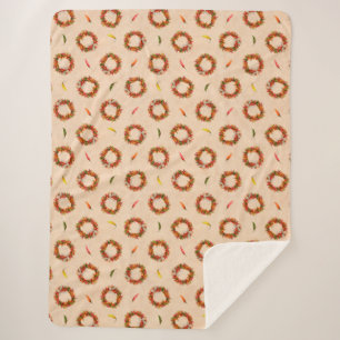 Southwest Chile Ristra Wreaths All Over Pattern Sherpa Blanket