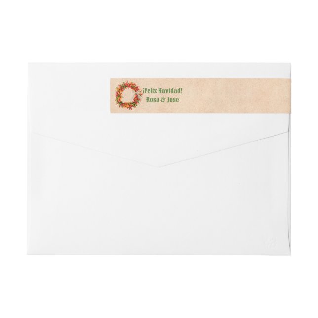 Southwest Chile Wreath on Adobe Wall Wrap Around Label (Back)