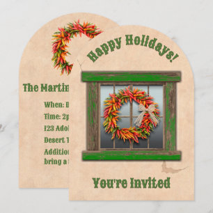 Southwest Chile Wreath on Green Window Invitation